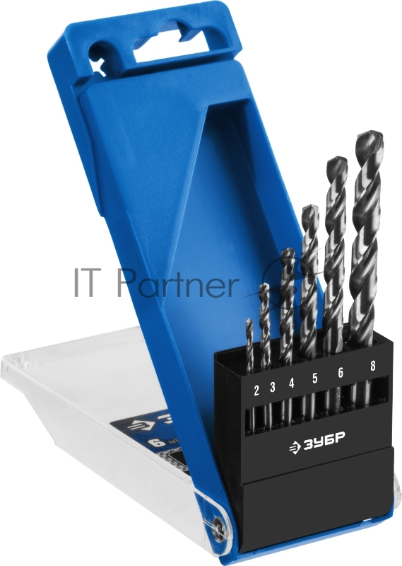 ЗУБР ПРОФ-А 6шт(2-8мм), Набор сверл по металлу, сталь Р6М5, класс А