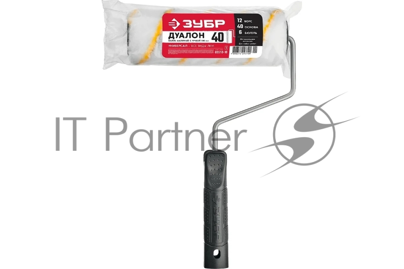 Валик малярный ДУАЛОН 40, 180 мм, d=40 мм, ворс 12 мм, ручка d=6 мм, ЗУБР