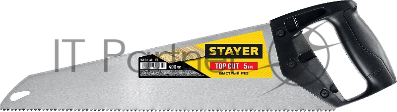 Ножовка ударопрочная (пила) TopCut 400 мм, 5 TPI, быстрый рез поперек волокон, для крупных и средних заготовок, STAYER