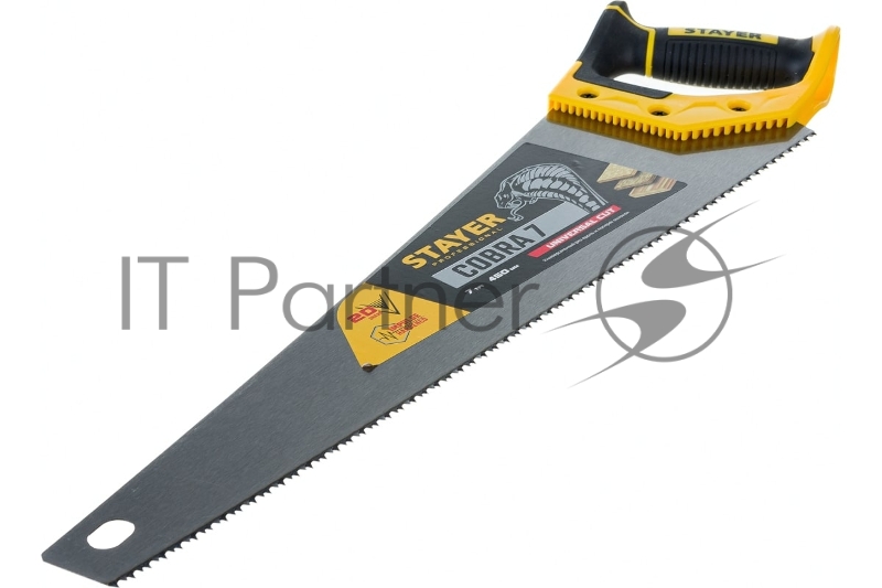 Ножовка универсальная (пила) Cobra 7 450 мм, 7 TPI, универс. зуб, рез вдоль и поперек волокон, для средних заготовок, фанеры, ДСП, МДФ, STAYER