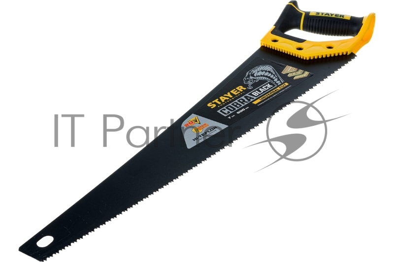 Ножовка универсальная (пила) Cobra BLACK 500 мм, 7TPI, тефлон покрытие, рез вдоль и поперек волокон, для средних заготовок, фанеры, ДСП, МДФ, STAYER