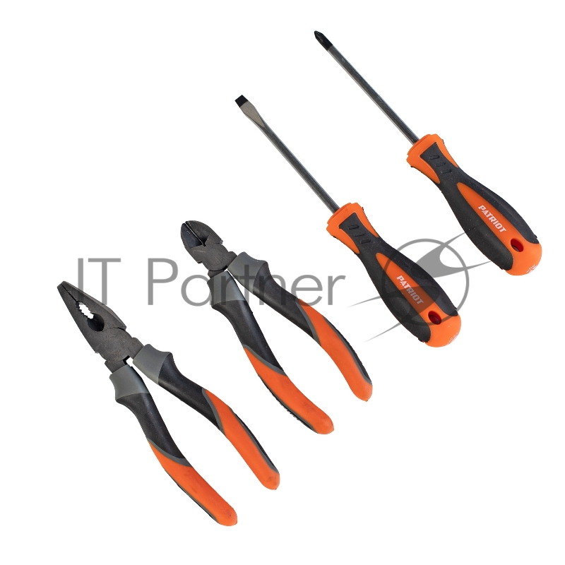 Набор инструментов Patriot 4 в 1 SPS-4: отвертки SL6*100, PH2*100, пассатижи 180мм, кусачки 160мм