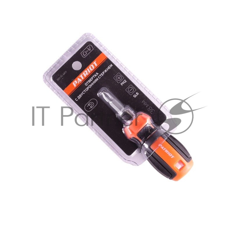Отвертка Patriot с двусторонним стержнем, CR-V, PH2-SL6 x 38, 2-х компонентная рукоятка