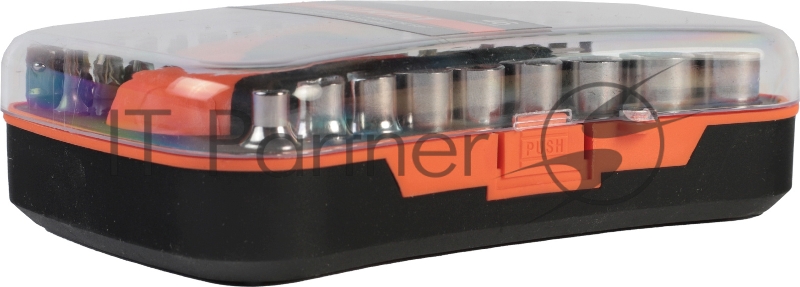 Отвертка-трещотка Patriot SPS-46 с битами и торцевыми головками, CR-V, двухкомпонентная рукоятка, 46 предметов