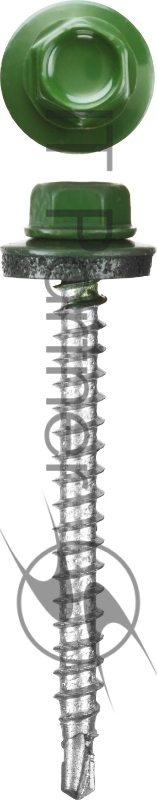 Саморезы СКД кровельные, RAL 6002 зеленый лист, 51 х 4.8 мм, 250 шт, для деревянной обрешетки, STAYER