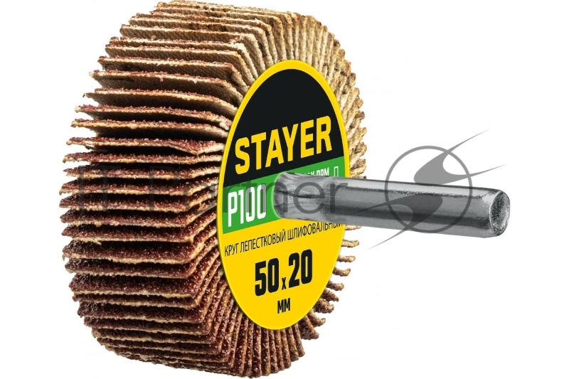 Круг шлифовальный STAYER лепестковый, на шпильке, P100, 50х20 мм