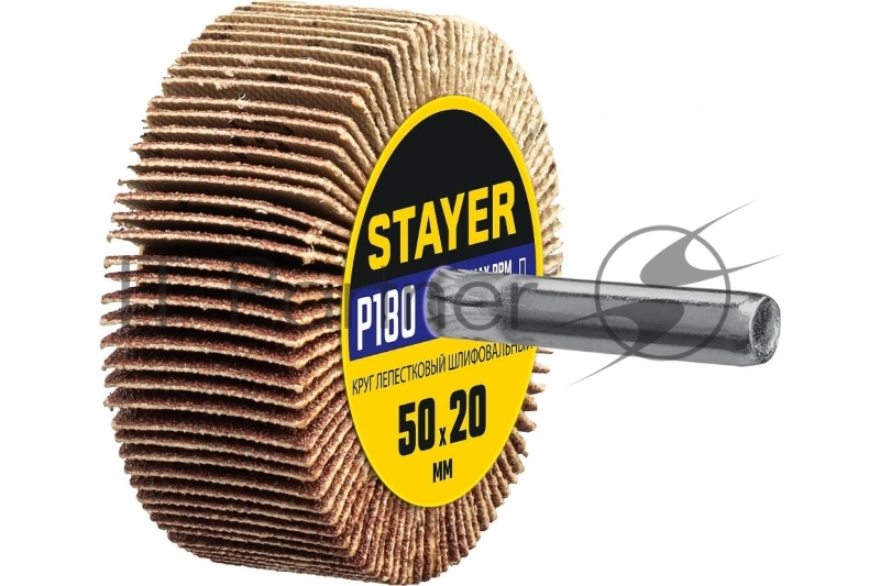 Круг шлифовальный STAYER лепестковый, на шпильке, P180, 50х20 мм