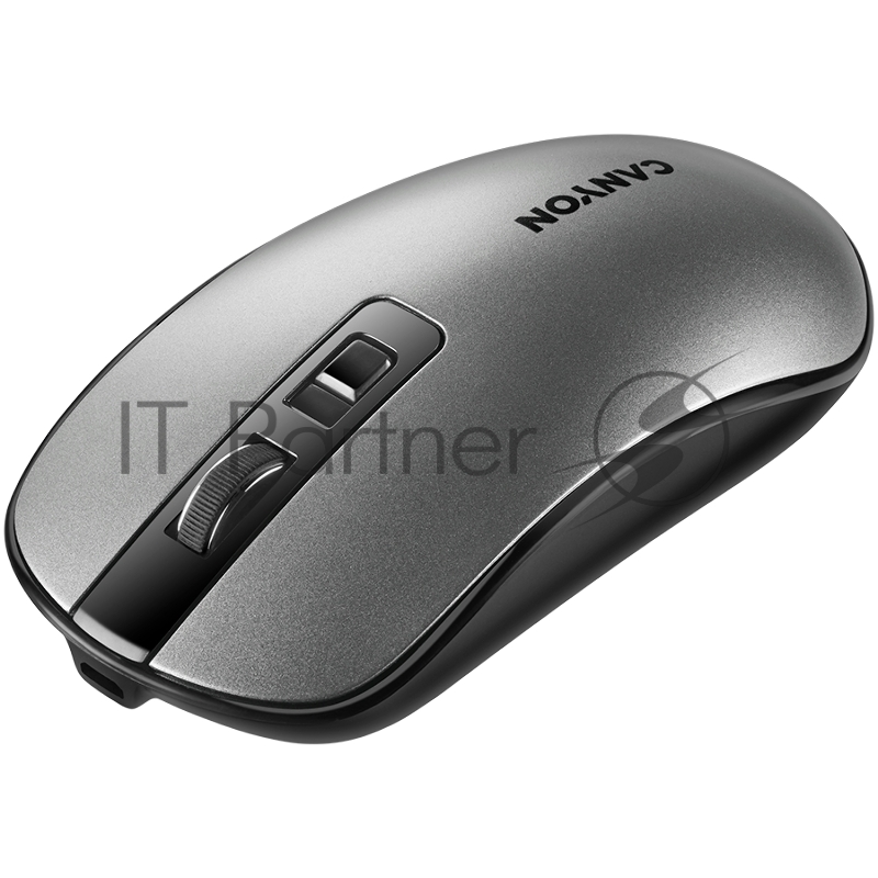 Мышь 2.4GHz Wireless Rechargeable Mouse with Pixart sensor, 4keys, Silent switch for right/left keys,DPI: 800/1200/1600, Max. usage 50 hours for one time full charged, 300mAh Li-poly battery, Dark grey, cable length 0.6m, 116.4*63.3*32.3mm, 0.075kg