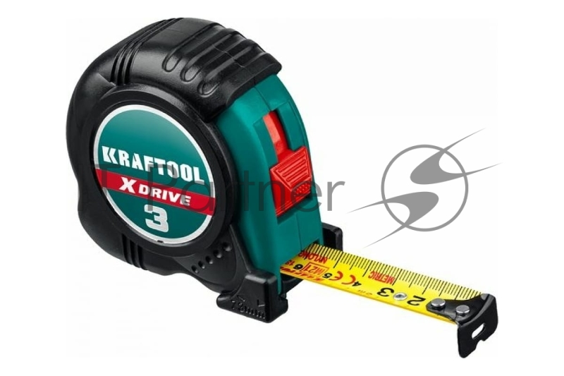 Рулетка KRAFTOOL X-Drive 8м / 25мм с ударостойким обрезиненным корпусом
