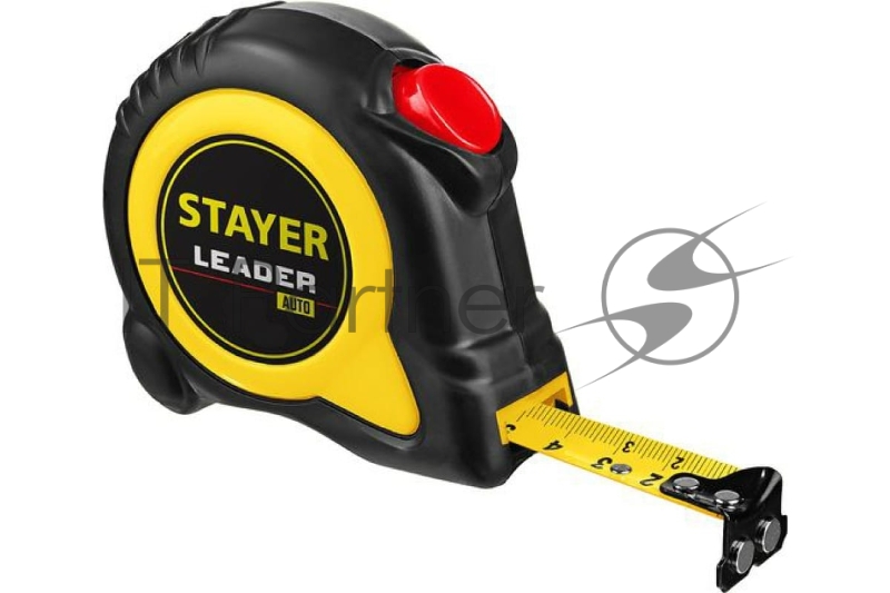 Рулетка с автостопом в ударостойком обрезиненном корпусе STAYER LEADER 5м / 19мм