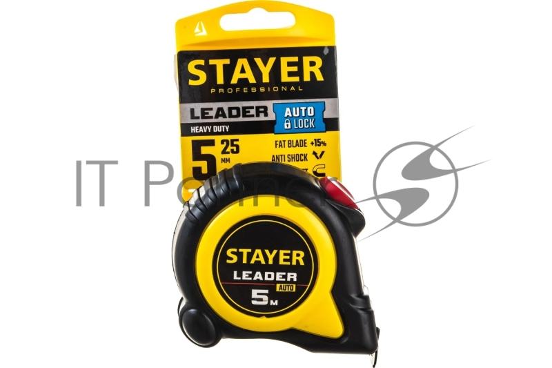 Рулетка с автостопом в ударостойком обрезиненном корпусе STAYER LEADER 5м / 25мм