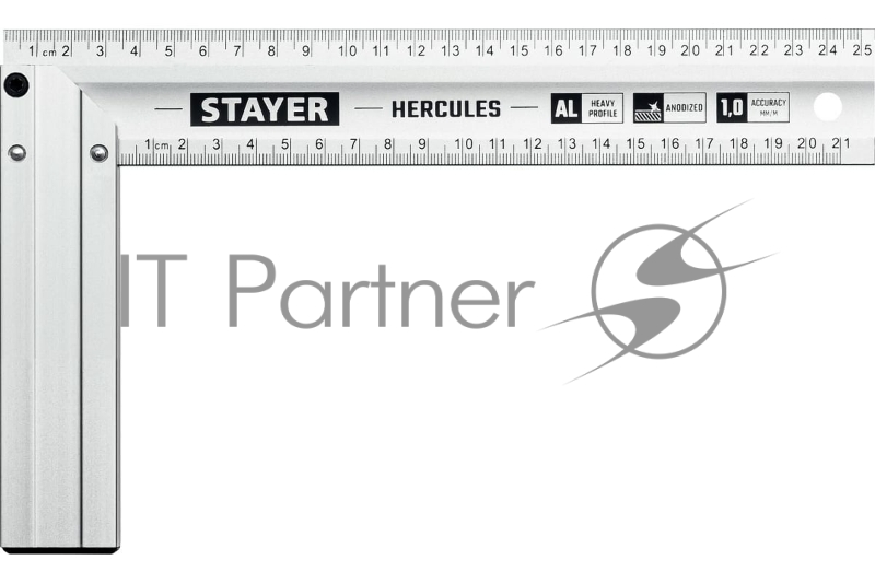 Жесткий столярный угольник с усиленным алюминиевым полотном STAYER HERCULES 250 мм
