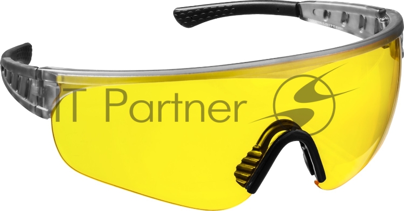 Желтые, очки защитные открытого типа, мягкие двухкомпонентные дужки STAYER HERCULES
