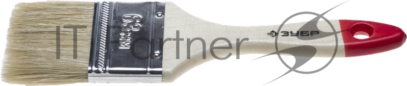 Кисть плоская ЗУБР УНИВЕРСАЛ-СТАНДАРТ , натуральная щетина, деревянная ручка, 63мм