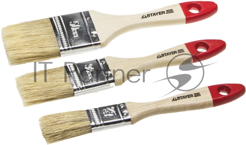 Набор STAYER STANDARD UNIVERSAL: Кисти, светлая натуральная щетина, деревянная ручка, 3шт: 25, 38, 50мм