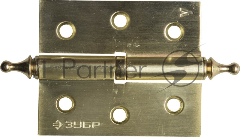 Петля дверная разъемная ЗУБР ЭКСПЕРТ, 1 подшипник, цвет мат. латунь (SB), левая, с крепежом, 75х63х2,5мм,2шт