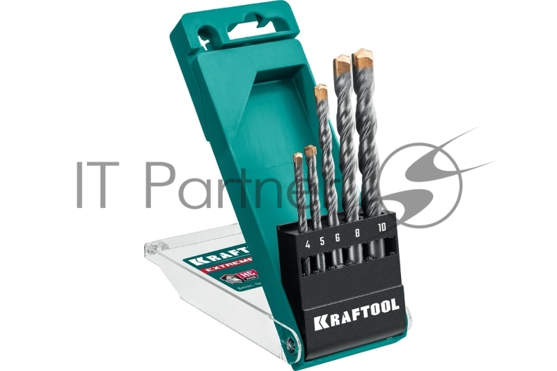 Набор сверл по бетону KRAFTOOL EXTREME 5 шт: 4-5-6-8-10 мм, 3-х гранный хвостовик