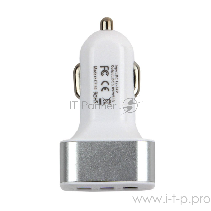 Аксессуар Cablexpert Адаптер питания 12V-5V 3-USB, 2.1/2/1A, белый (MP3A-UC-CAR17)