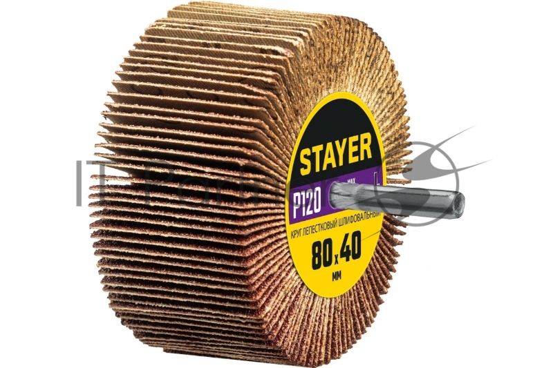 Круг шлифовальный STAYER лепестковый, на шпильке, P120, 80х40 мм