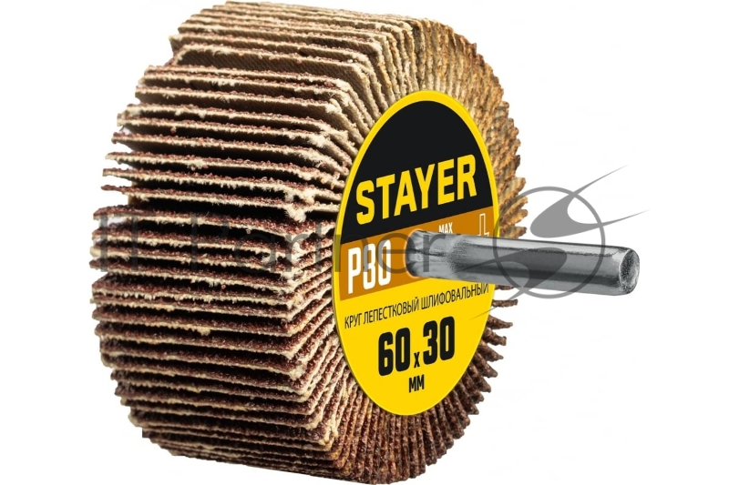 Круг шлифовальный STAYER лепестковый, на шпильке, P80, 60х30 мм