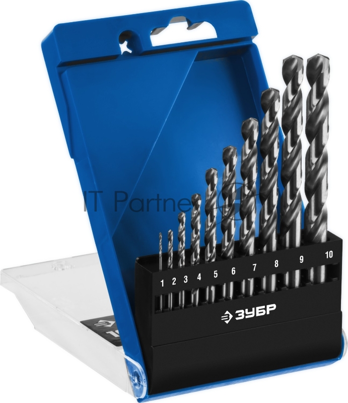 Набор сверл по металлу, ЗУБР ПРОФ-А 10шт(1-10мм), сталь Р6М5, класс А