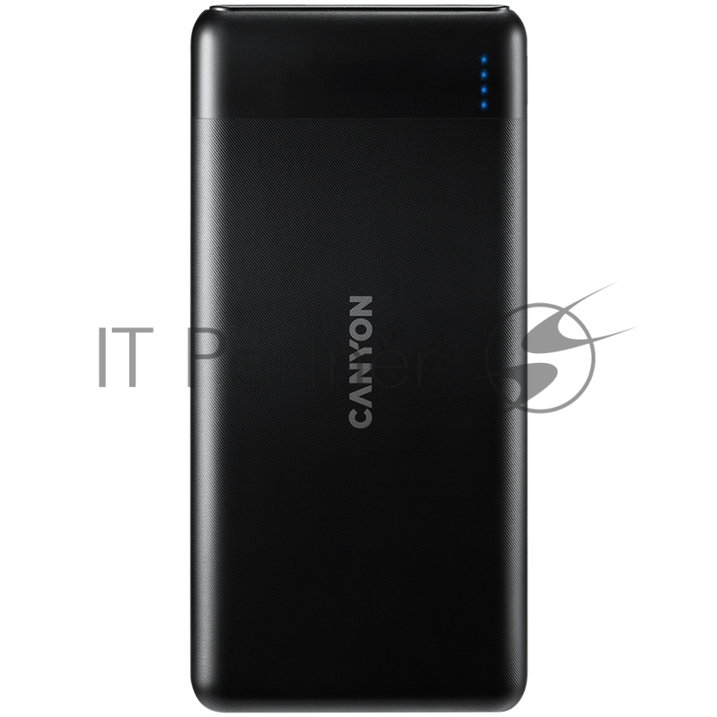 Внешний аккумулятор CANYON PB-107 Power bank 10000mAh Li-poly battery, Input Micro/PD 18W(Max), Output PD/QC3.0 18W(Max), quick charging cable 0.3m, 144*68*16mm, 0.25kg, Black