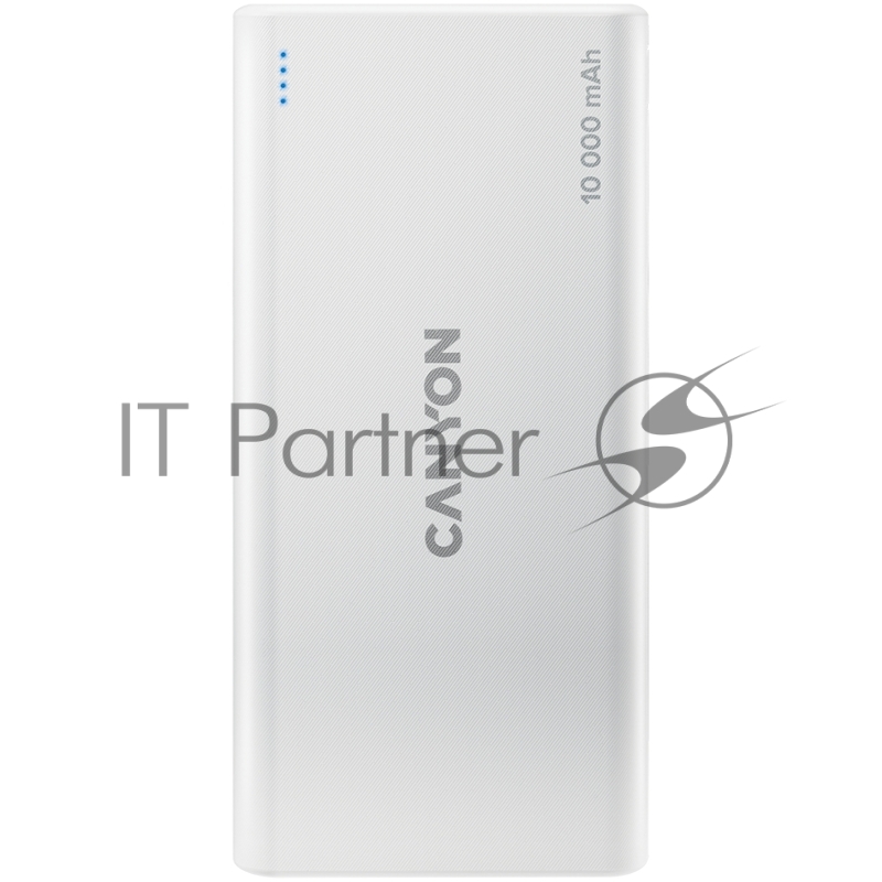 Внешний аккумулятор CANYON PB-108 Power bank 10000mAh Li-poly battery, Input 5V/2A, Output 5V/2.1A(Max), 140*68*16mm, 0.230Kg, White