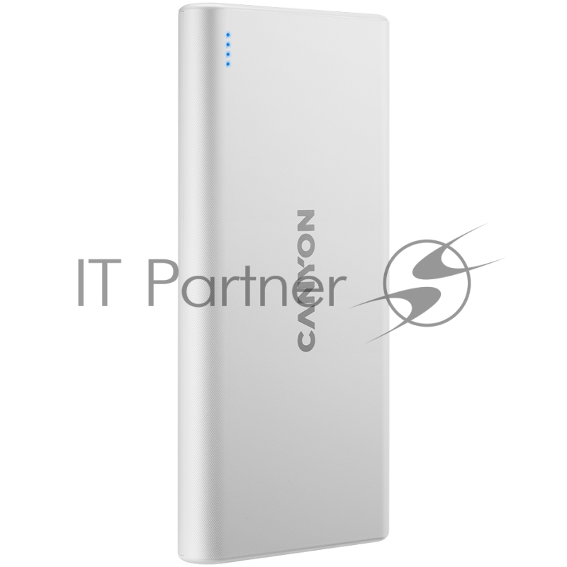 Внешний аккумулятор CANYON PB-108 Power bank 10000mAh Li-poly battery, Input 5V/2A, Output 5V/2.1A(Max), 140*68*16mm, 0.230Kg, White