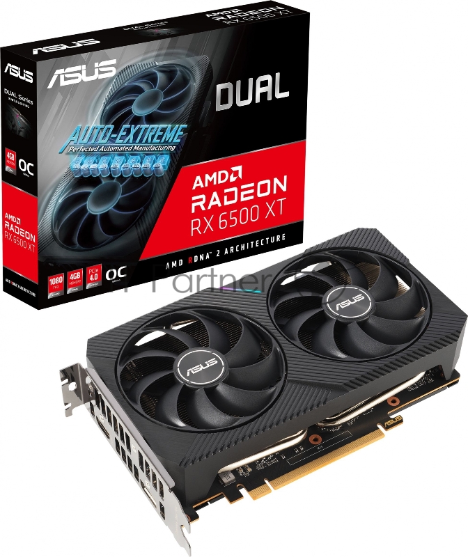 Видеокарта Asus PCI-E 4.0 DUAL-RX6500XT-O4G AMD Radeon RX 6500XT 4096Mb 64 GDDR6 2650/18000 HDMIx1 DPx1 HDCP Ret