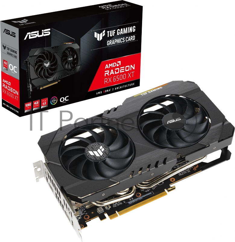 Видеокарта Asus PCI-E 4.0 TUF-RX6500XT-O4G-GAMING AMD Radeon RX 6500XT 4096Mb 64 GDDR6 2685/18000 HDMIx1 DPx1 HDCP Ret