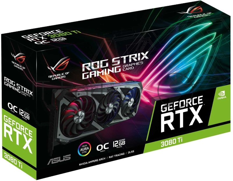 Видеокарта Asus PCI-E 4.0 ROG-STRIX-RTX3080TI-O12G-GAMING LHR NVIDIA GeForce RTX 3080TI 12288Mb 384 GDDR6X 1440/19000/HDMIx2/DPx3/HDCP Ret