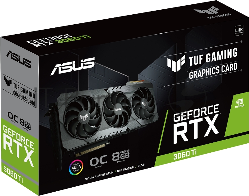 Видеокарта Asus TUF-RTX3060TI-O8G-V2-GAMING LHR PCI-E 4.0 NVIDIA GeForce RTX 3060Ti 8192Mb 256 GDDR6 1755/14000/HDMIx2/DPx3/HDCP Ret
