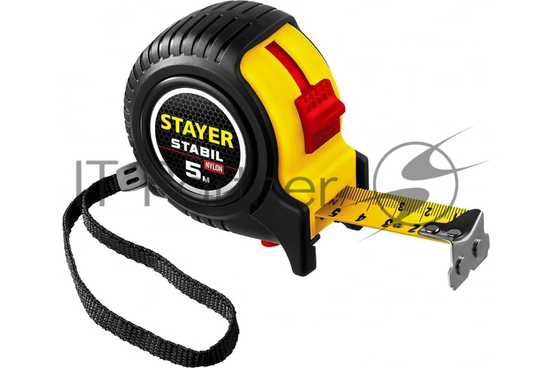 Профессиональная рулетка в ударостойком обрезиненном корпусе с двумя фиксаторами STAYER STABIL 5м / 25мм