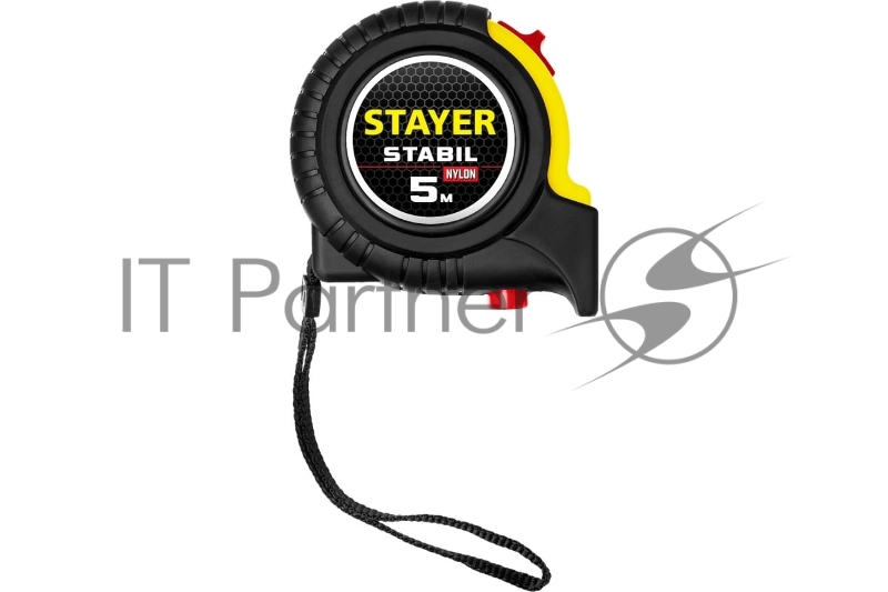 Профессиональная рулетка в ударостойком обрезиненном корпусе с двумя фиксаторами STAYER STABIL 5м / 25мм