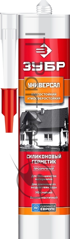 Герметик силиконовый Зубр ЭКСПЕРТ прозрачный, универсальный, 280мл 41233-2