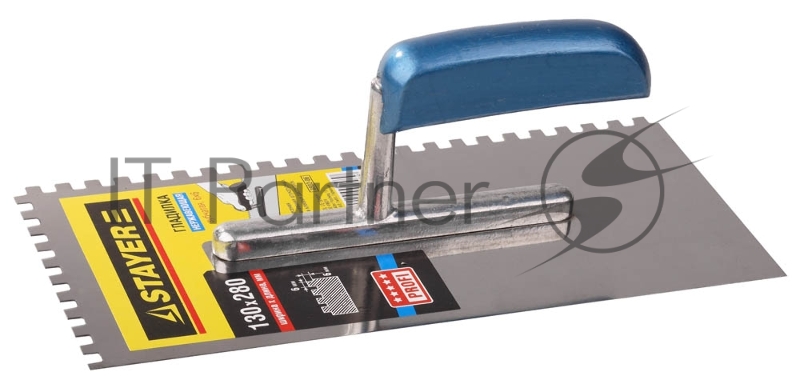 Гладилка штукатурная зубчатая нержавеющая с деревянной ручкой STAYER Profi 130х280 мм, 6х6 мм