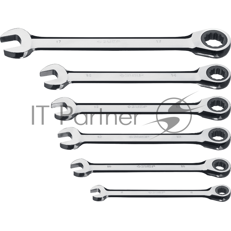 Набор комбинированных гаечных ключей трещоточных 6 шт, 8 - 17 мм, ЗУБР