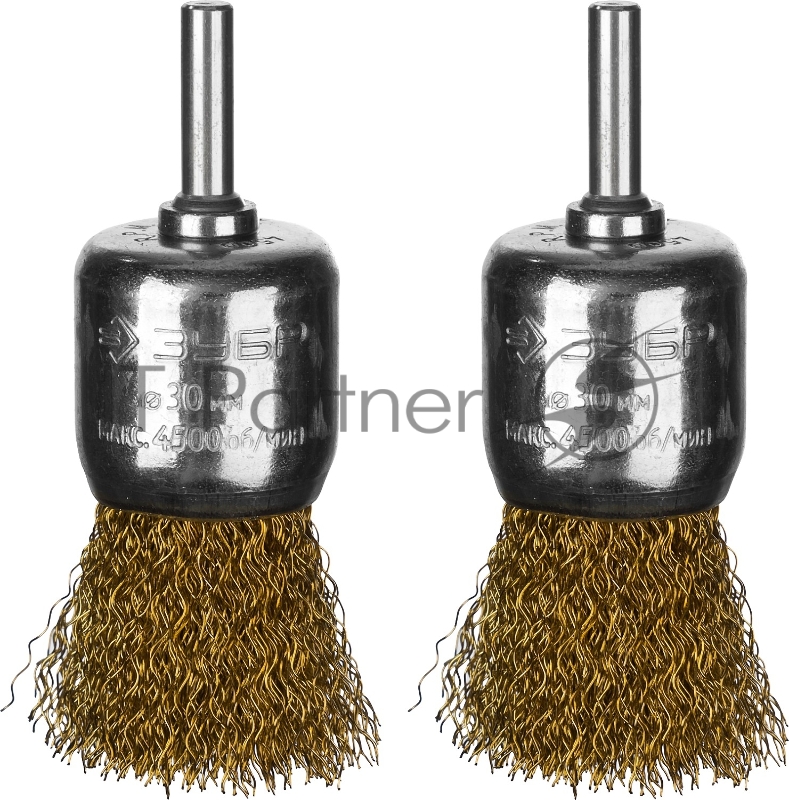 ЗУБР Профессионал. Набор щеток кистевых для дрели, витая стальная латунированная проволока 0,3мм, 30мм, 2шт