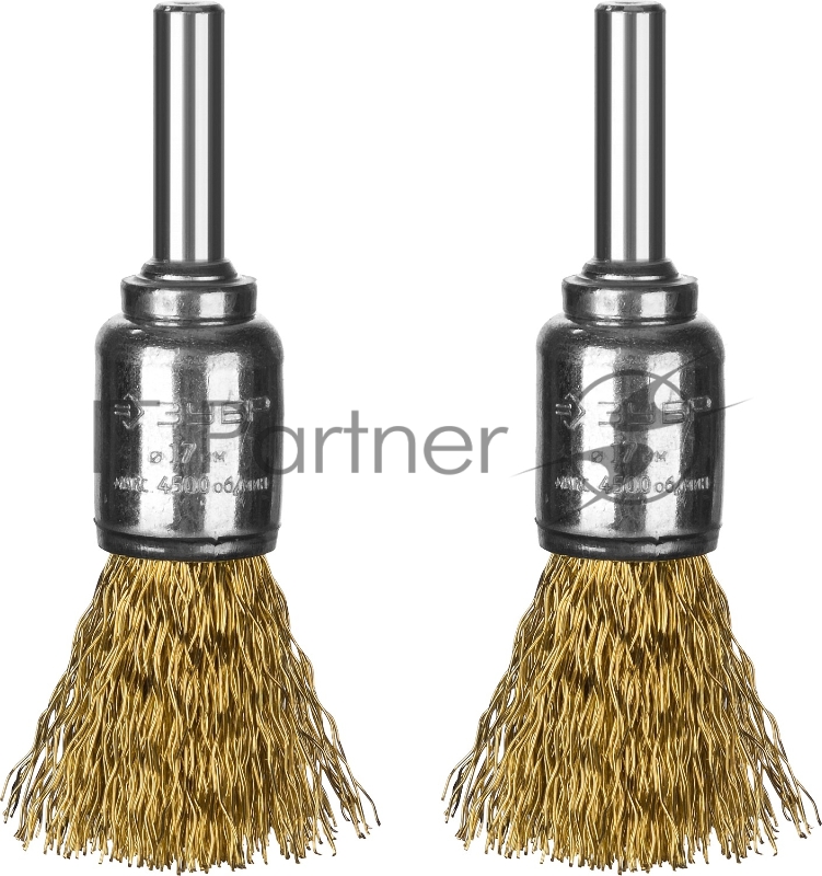 ЗУБР Профессионал. Набор щеток кистевых для дрели, витая стальная латунированная проволока 0,3мм, 17мм, 2шт