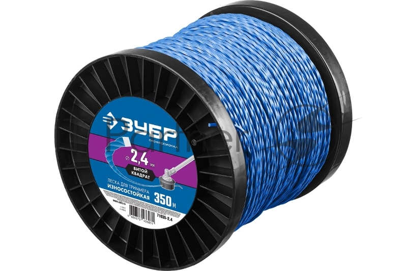 Леска для триммера ВИТОЙ КВАДРАТ 2.4 мм 350 м ЗУБР Профессионал