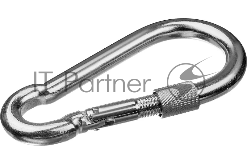 Карабин с предохранительной гайкой DIN 5299D, 5мм, 1 шт, оцинкованный, ЗУБР