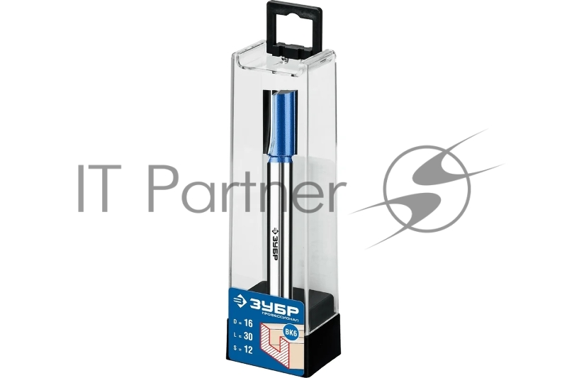 Фреза пазовая прямая с нижними подрезателями, серия Профессионал ЗУБР 16x30мм, хвостовик 12мм,