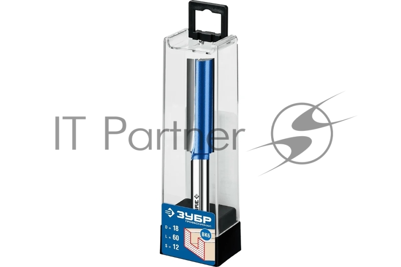 Фреза пазовая прямая с нижними подрезателями, серия Профессионал ЗУБР 18x60мм, хвостовик 12мм