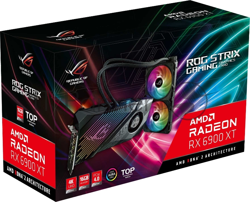 Видеокарта Asus PCI-E 4.0 ROG-STRIX-LC-RX6900XT-T16G-GAM AMD Radeon RX 6900XT 16384Mb 256 GDDR6 2375/16000/HDMIx1/DPx2/Type-Cx Ret