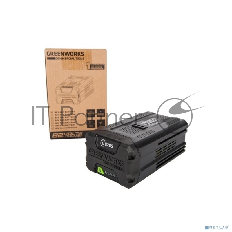 Аккумулятор GreenWorks 82V (модель G82B5) (2914607) - это литий ионная (Li-ion) батарея, силой тока 5 ампер/час и выполненная по самым передовым технологиям. Применяется в линейке всех устройств Greenworks 82V Commercial. Аккумулятор состоит из яче