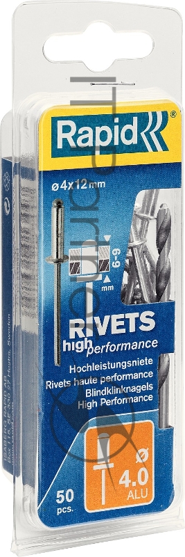 Заклепки RAPID заклепка из алюминия d4.0 x 12 мм, 50 шт