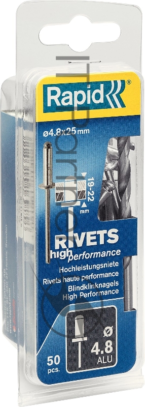Заклепки RAPID заклепка из алюминия d4.8x25мм, 50 шт