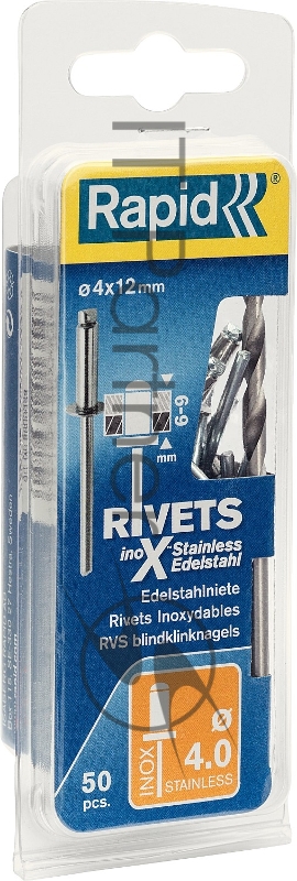Заклепки RAPID заклепка из нержавеющей стали d4.0x12мм, 50 шт