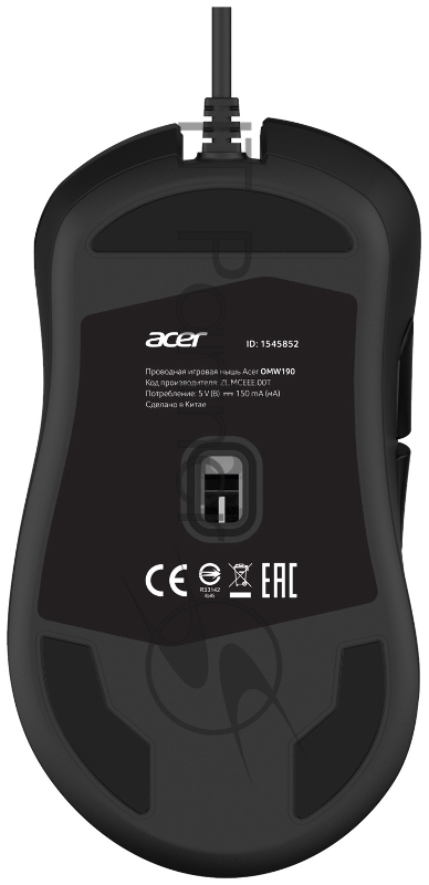 Мышь Acer OMW190 черный оптическая (6400dpi) USB (6but)