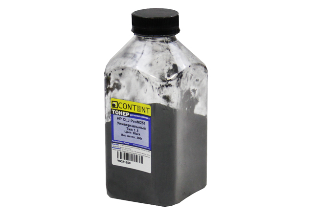Тонер Content Универсальный для HP CLJ ProM251, Тип 1.1, Bk, 200 г, банка
